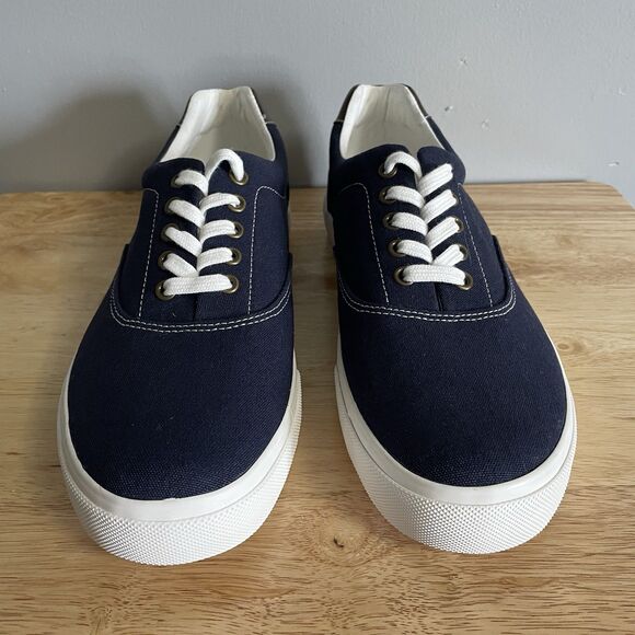 NEW J. Crew Men’s Canvas Lace Up Navy Blue Brown Men’s Size 11 main image 7